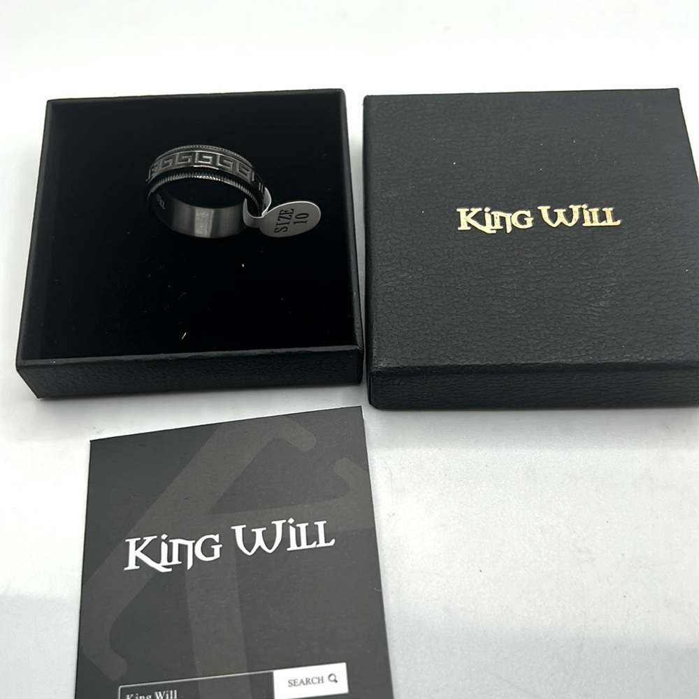 King Will 8mm Black/Silver Spinner Stainless Steel Ring Fidget Ring Anxiety Ring